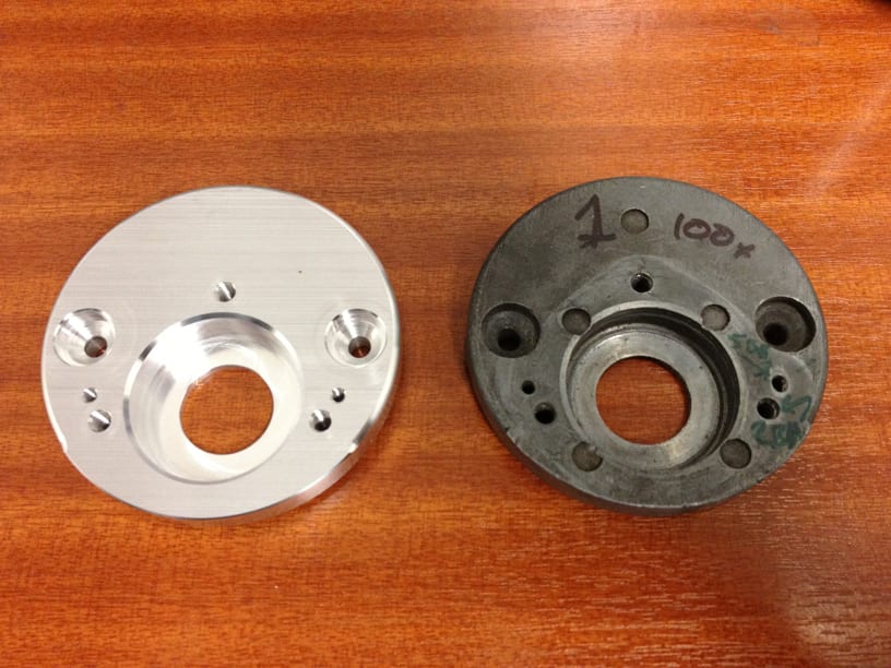 Machined replacement alongside the original part